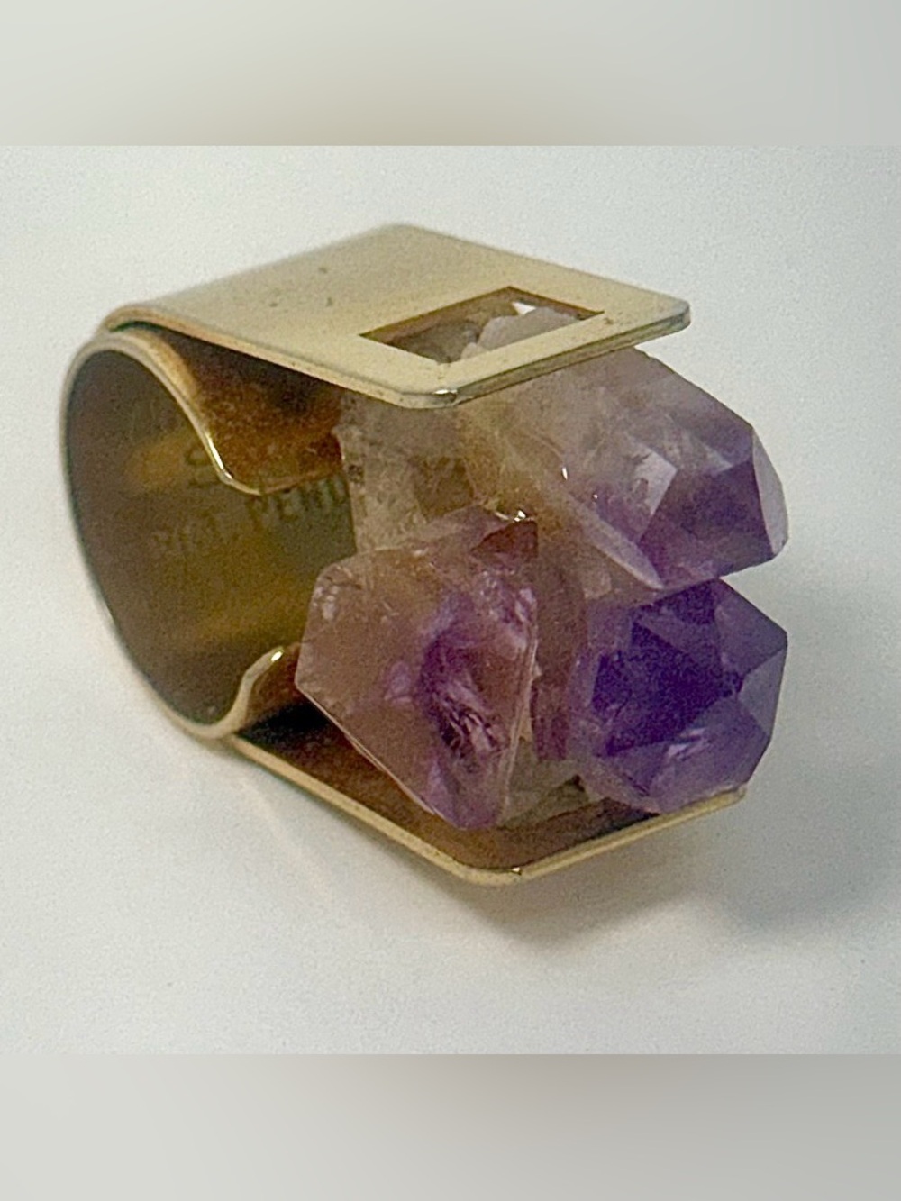 Vintage Arthur Court San Francisco amethyst, and brass ring adjustable size 6-8